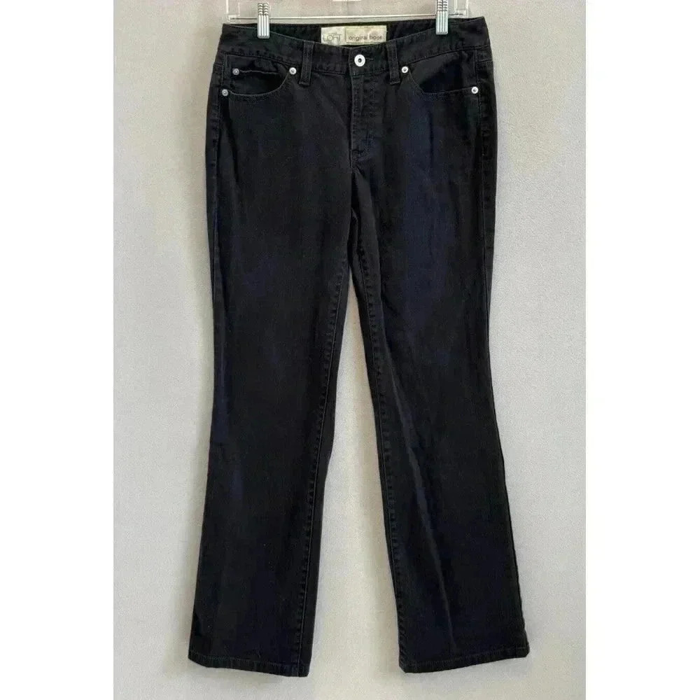 Ann Taylor Loft Jeans Women's Sz 4 Original Boot 90s Style Low Rise Black Denim